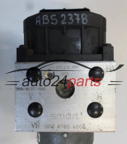 ABS PUMPE BLOCK HYDRAULIKPUMPE STEUERGERÄT SMART BOSCH 0 265 215 489, 0265215489, 000 4765 V006, 0004765V006, 0273004235 