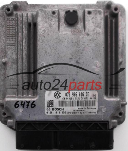 MOTORSTEUERGERÄT ECU STEUERGERAT VW VOLKSWAGEN TOUAREG 2.5 TDI BOSCH 0 281 013 302, 0281013302, 070 906 016 DE, 070906016DE, 1039S26410, DIESEL EDC16