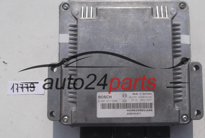 KOMPUTER STEROWNIK SILNIKA RENAULT KANGO 1.9 DCI BOSCH 0 281 011 039, 0281011039, HOM8200051666, 8200051666, 8200191871