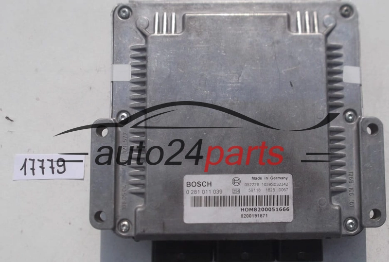KOMPUTER STEROWNIK SILNIKA RENAULT KANGO 1.9 DCI BOSCH 0 281 011 039, 0281011039, HOM8200051666, 8200051666, 8200191871