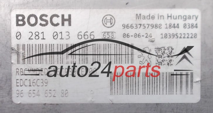 MOTORSTEUERGERÄT ECU STEUERGERÄT  CITROEN PEUGEOT 2.2 HDI BOSCH 0 281 013 666,  96 654 652 80