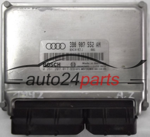 MOTORSTEUERGERÄT ECU STEUERGERAT AUDI A6 2.4 AML 3B0907552AN, 3B0 907 552 AN, BOSCH 0261207017, 0 261 207 017 BENZIN ME7.1 0001