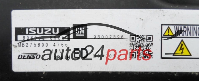 ECU CENTRALITA DE MOTOR  OPEL MERIVA 1.7 CDTI Denso MB2758004755, GM 98002896,  8980028965