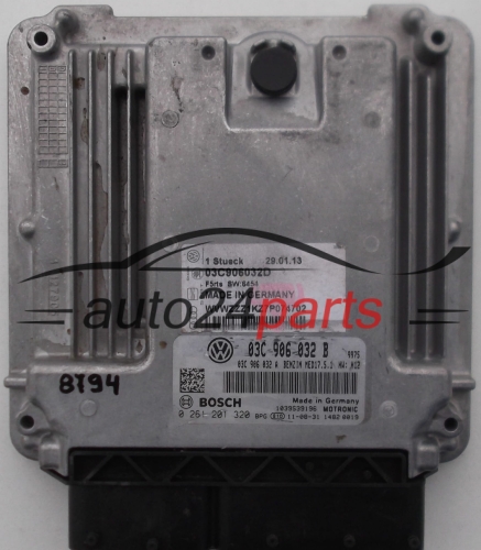 KOMPUTER STEROWNIK SILNIKA VW VOLKSWAGEN GOLF 1.4 TSI BOSCH 0261201320, 0 261 201 320, 03C906032B, 03C906032, 03C 906 032 B
