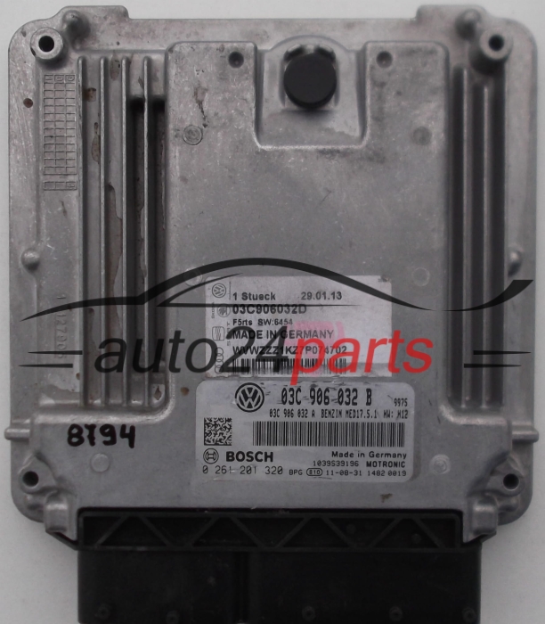 KOMPUTER STEROWNIK SILNIKA VW VOLKSWAGEN GOLF 1.4 TSI BOSCH 0261201320, 0 261 201 320, 03C906032B, 03C906032, 03C 906 032 B