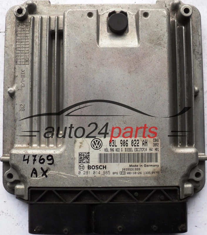 ECU CENTRALITA DE MOTOR VOLKSWAGEN GOLF 2.0 TDI BOSCH 0 281 014 985, 0281014985, 03L 906 022 AH, 03L906022AH, 03L 906 022 G, 03L906022G, EDC17CP14