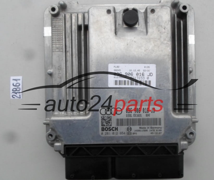KOMPUTER STEROWNIK SILNIKA AUDI A4 2.0 TDI BRE 03G906016JD, 03G 906 016 JD, BOSCH 0 281 012 654, 0281012654, DIESEL EDC16U31