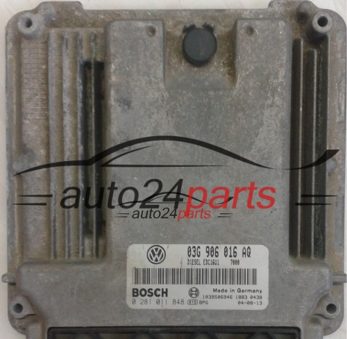 MOTORSTEUERGERÄT ECU STEUERGERÄT VW VOLKSWAGEN GOLF 2.0 TDI 03G906016AQ, BOSCH 0281011848