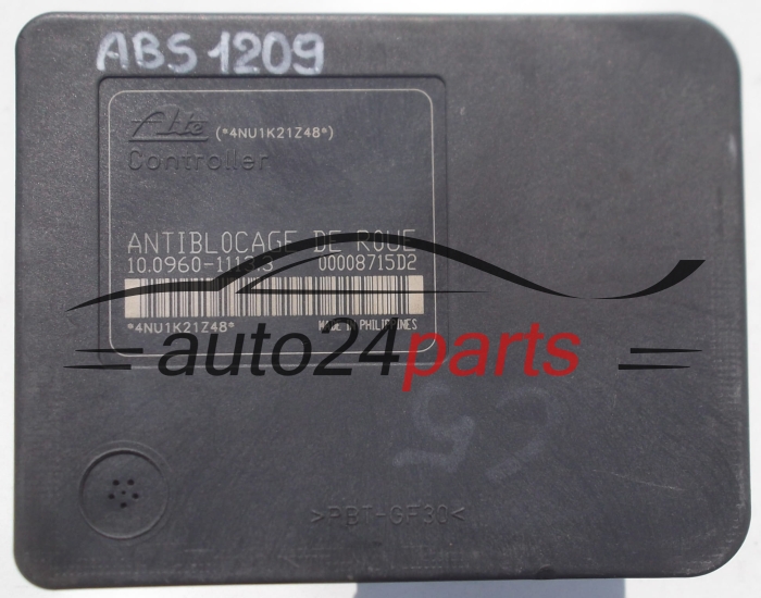 POMPE HYDRAULIQUE ET CALCULATEUR dABS CITROEN  96 355 849 80, 9635584980, ATE 10.0206-0005.4, 10020600054, 10.0960-1113.3, 10096011133