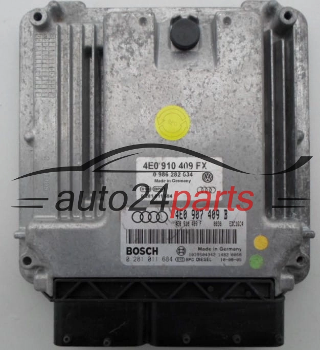ECU CENTRALITA DE MOTOR  VOLKSWAGEN AUDI 4.0 TDI BOSCH 0 281 011 684, 4E0 907 409 B