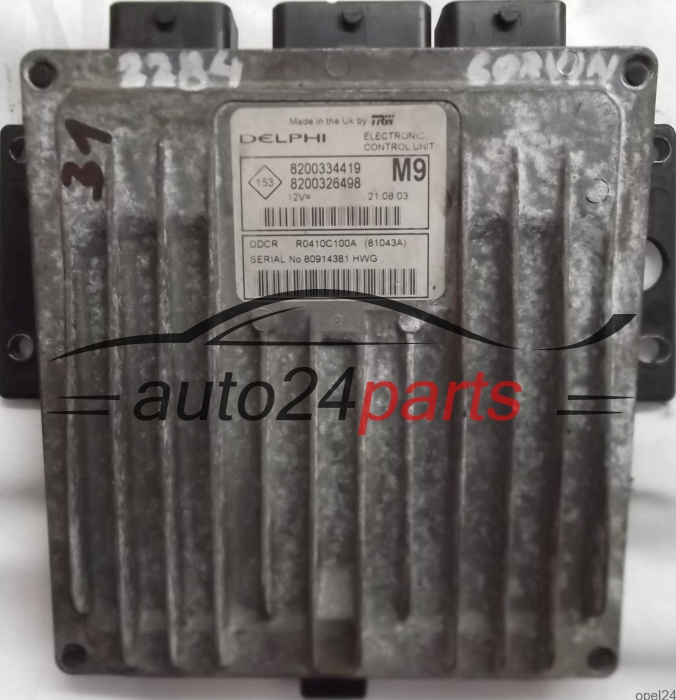 CALCULATEUR MOTEUR RENAULT MEGANE SCENIC NISSAN MICRA 1.5 DCI DELPHI R0410C100A, 8200334419, 8200326498 M9