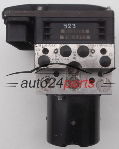 POMPE HYDRAULIQUE ET CALCULATEUR dABS BMW BOSCH 0 265 250 292, 0265250292, 3451 6780126-02, 3451678012602, 3451 6785266-01, 3451678526601, 3452 6785270-01, 3452678527001, 0 265 960 341, 0265960341