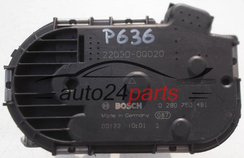 PRZEPUSTNICA POWIETRZA TOYOTA YARIS AYGO BOSCH 0 280 750 481, 0280750481, 22030-0Q020, 220300Q020