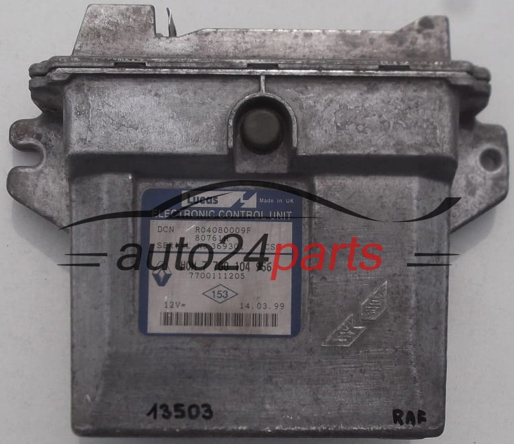 KOMPUTER STEROWNIK SILNIKA RENAULT KANGOO CLIO 1.9, HOM 7 700 104 956, 7700104956, 7700111205, R04080009F