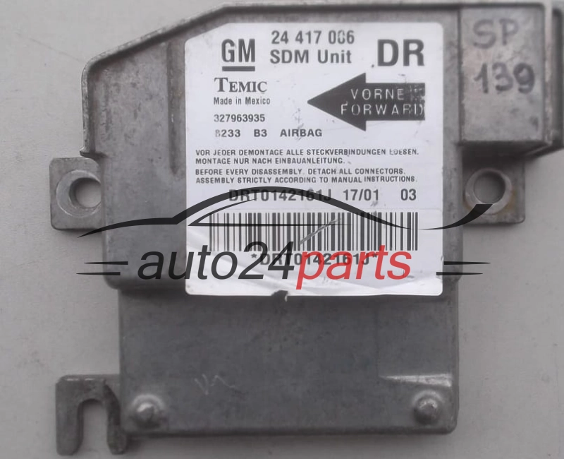 STEROWNIK MODUL PODUSZEK POWIETRZNYCH OPEL CORSA C 24 417 006 DR, 24417006, 327963935 
