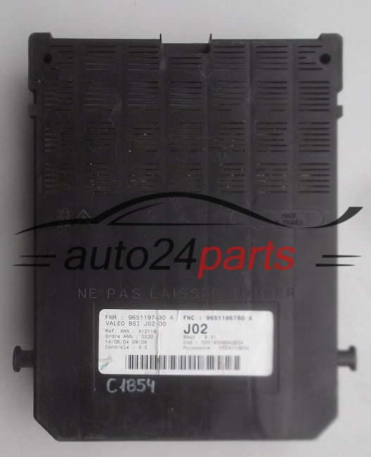 CENTRALKA MODUL STEROWNIK KOMFORTU CITROEN PEUGEOT 9651197480A, 9651196780A