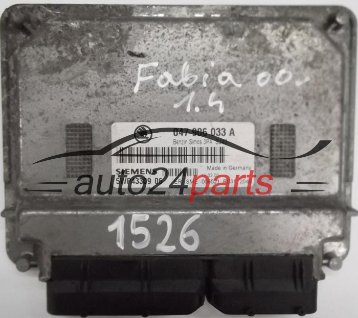 KOMPUTER STEROWNIK SILNIKA SKODA FABIA 1.4 MPI AME 047906033A, SIEMENS 5WP43309 06