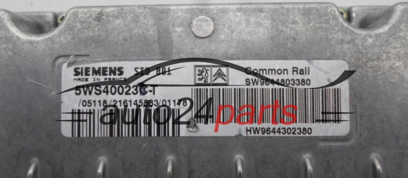 KOMPUTER STEROWNIK SILNIKA CITROEN PEUGEOT 5WS40023C-T, 5WS40023CT, SW9644803380, HW9644302380 