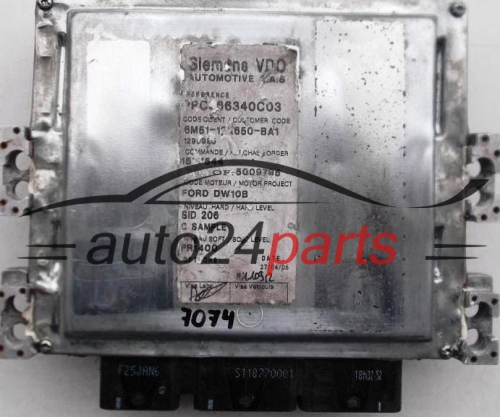 KOMPUTER STEROWNIK SILNIKA FORD FOCUS 1.8 6M51-12A650-BA1, 12A650BA1, 6M5112A650BA1, SID 206, 66340C03, 5009796  - 7074
