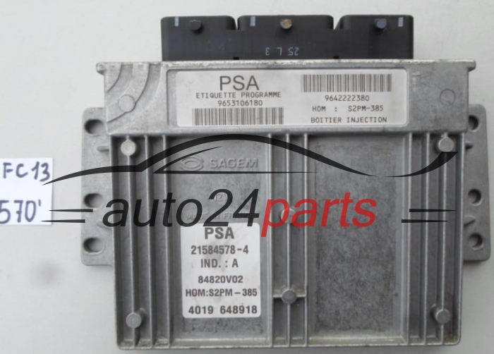 KOMPUTER STEROWNIK SILNIKA CITROEN C2 SAGEM 21584578-4, 215845784, 9653106180, 9642222380