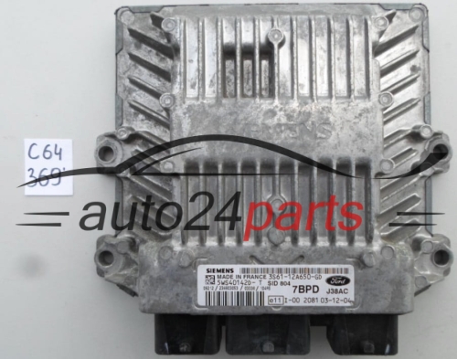 KOMPUTER STEROWNIK SILNIKA FORD 1.4 TDCI 5WS40142D-T, 5WS40142DT, 3S61-12A650-GD, 3S6112A650GD, SID 804