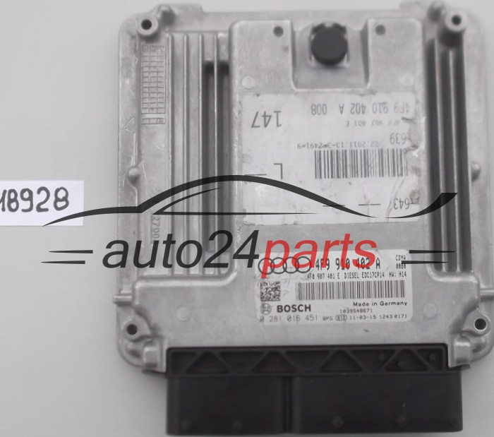 KOMPUTER STEROWNIK SILNIKA AUDI A6 ALLROAD 3.0 TDI BOSCH 0 281 016 451, 0281016451, 4F9 910 402 A, 4F9910402A, 4F0 907 401 E, 4F0907401E, EDC17CP14