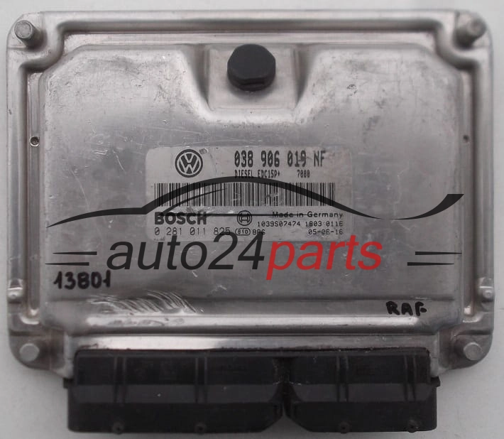 KOMPUTER STEROWNIK SILNIKA SKODA FABIA 1.9 TDI BOSCH 0281011825, 0 281 011 825, 038906019NF, 038 906 019 NF