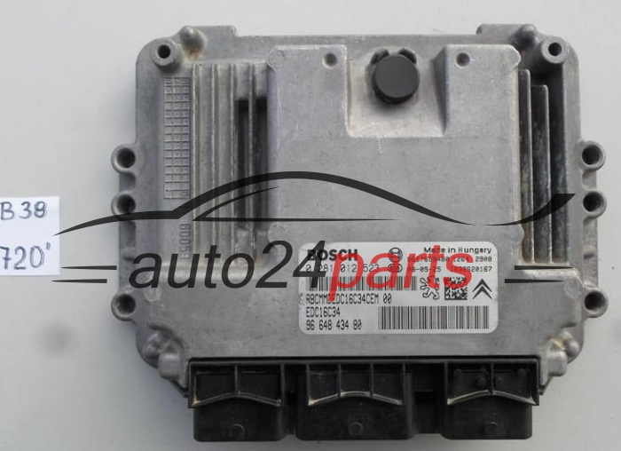 PEUGEOT 1.4 HDI BOSCH 0 281 012 523, 0281012523, 96 648 434 80, 9664843480, 9657699480, EDC16C34 1039S10167