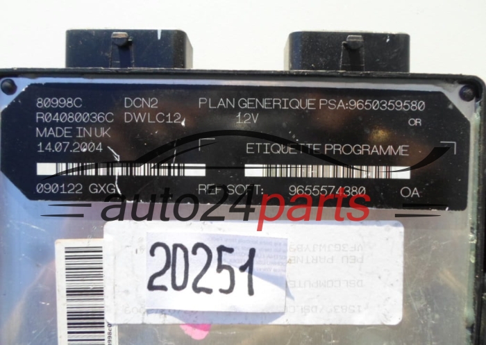 KOMPUTER STEROWNIK SILNIKA CITROEN BERLINGO 1.9 WJY R04080036C, 9650359580
