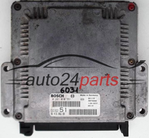 KOMPUTER STEROWNIK SILNIKA PEUGEOT 306 2.0 HDI BOSCH 0281010551, 0 281 010 551, 9641606680, 96 416 066 80, EDC15C2 51