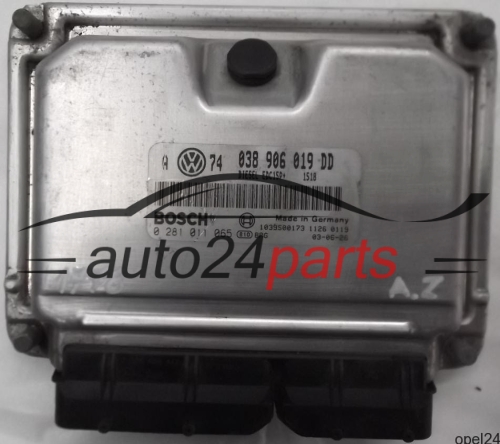 MOTORSTEUERGERÄT ECU STEUERGERÄT VW VOLKSWAGEN GOLF BORA 1.9 TDI ATD 038906019DD, 038 906 019 DD, BOSCH 0 281 011 065, 0281011065, DIESEL EDC15P+ 1518, 1039S00173 