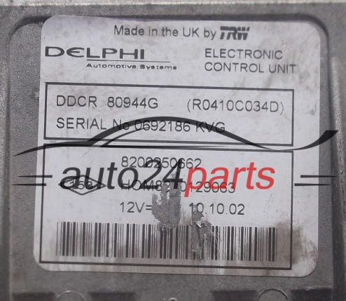 KOMPUTER STEROWNIK SILNIKA RENAULT CLIO 1.5 DCI DELPHI R0410C034D, 8200250662, HOM8200129063,  DDCR 80944G
