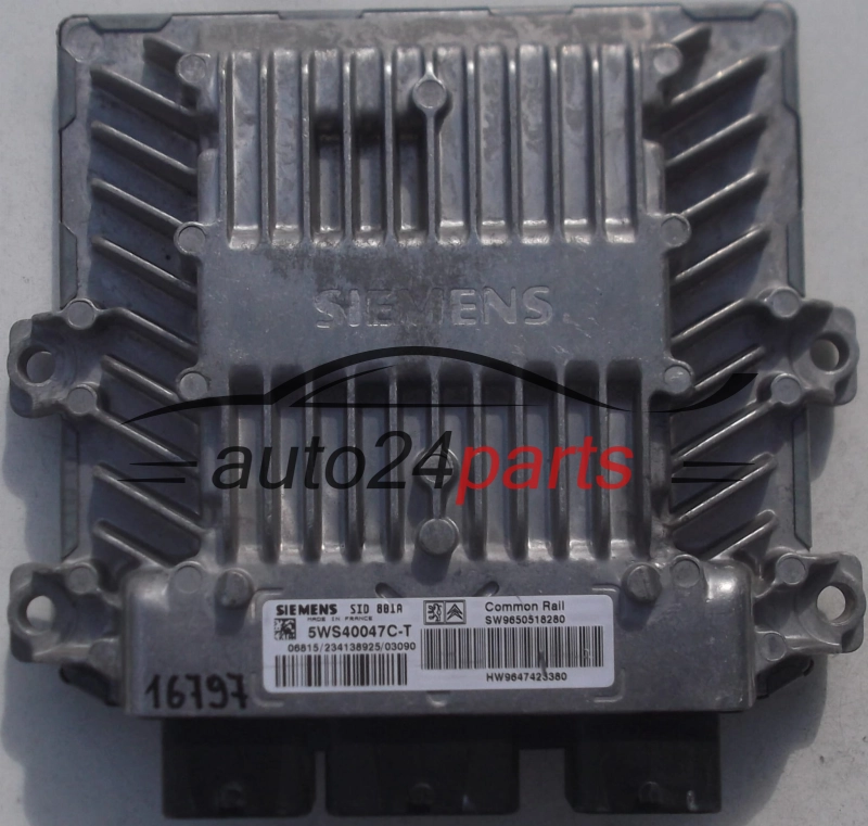 ECU CENTRALITA DE MOTOR CITROEN C5 2.0 HDI SIEMENS 5WS40047C-T, 5WS40047CT, SW9650518280, HW9647423380