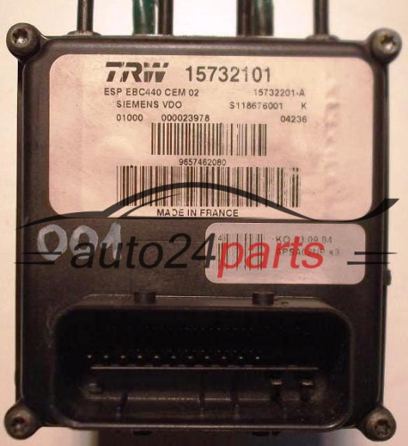 POMPE ABS PEUGEOT 407 TRW 15732101 ESP EBC440 CEM 02, 15732201A, 15732201-A, SIEMENS VDO S118676001K, S118676001 K, 9657462080 