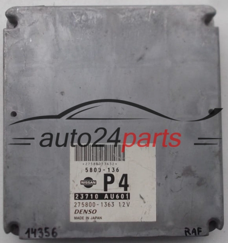 KOMPUTER STEROWNIK SILNIKA NISSAN PRIMERA 2.2 D 5800-136, 23710 AU601 P4, 23710AU601, 275800-1363, 2758001363, 5800-136 - 14356