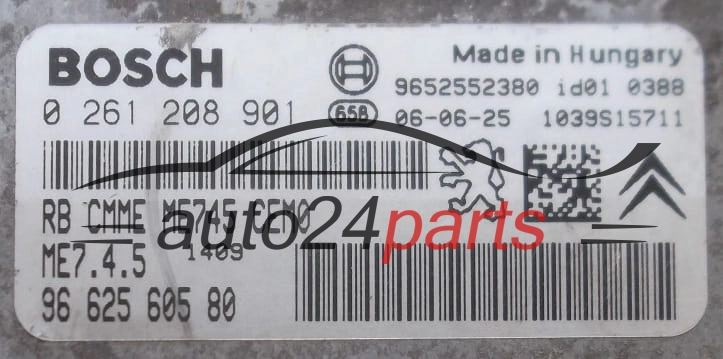 MOTORSTEUERGERÄT ECU STEUERGERÄT  CITROEN PEUGEOT 1.6 BOSCH 0 261 208 901,  96 625 605 80