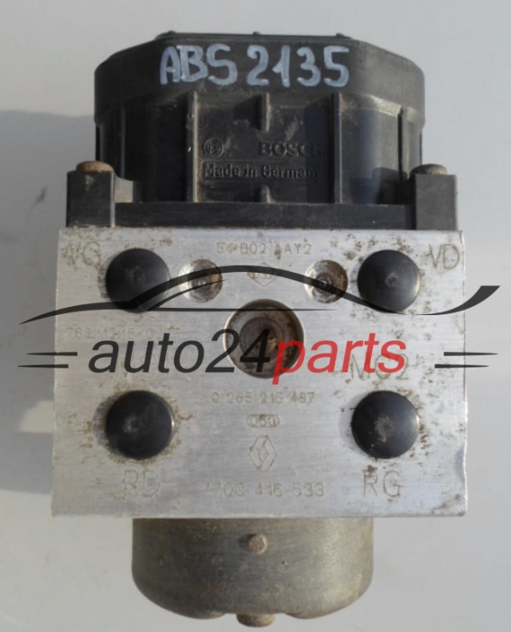 ABS PUMPE BLOCK HYDRAULIKPUMPE STEUERGERAT RENAULT 2.5 BOSCH 0 265 216 487, 7700 416 533,  0 273 004 234