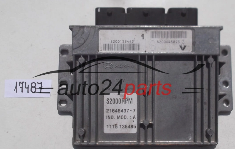 KOMPUTER STEROWNIK SILNIKA RENAULT LAGUNA 1.8 21646437-7, 1093 034122, 1093034122, S2000RPM, 8200158443, 8200045893