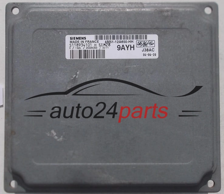 KOMPUTER STEROWNIK SILNIKA FORD FOCUS FIESTA SIEMENS S118934101 H, FoMoCo 4M51-12A650-HH