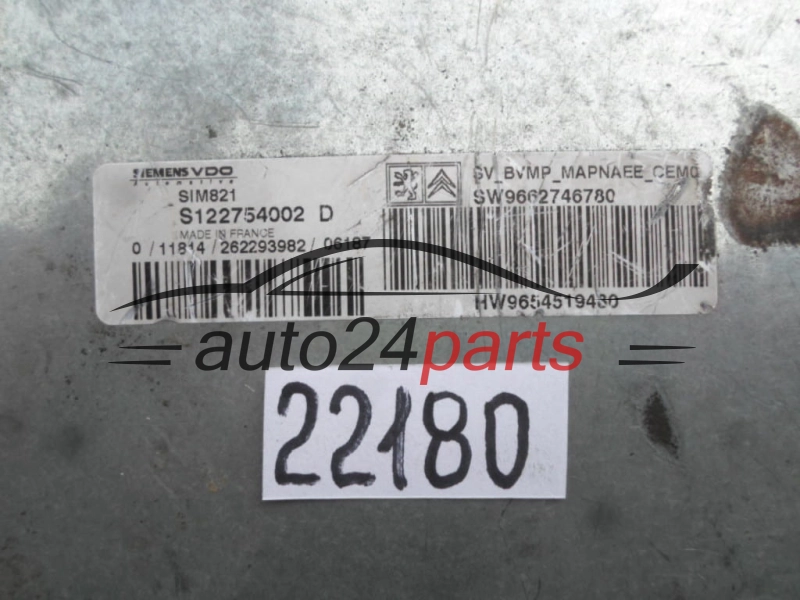STEROWNIK SKRZYNI AUTOMATYCZNEJ CITROEN PEUGEOT S122754002 D, S122754002D, 9662746780, SIM821 