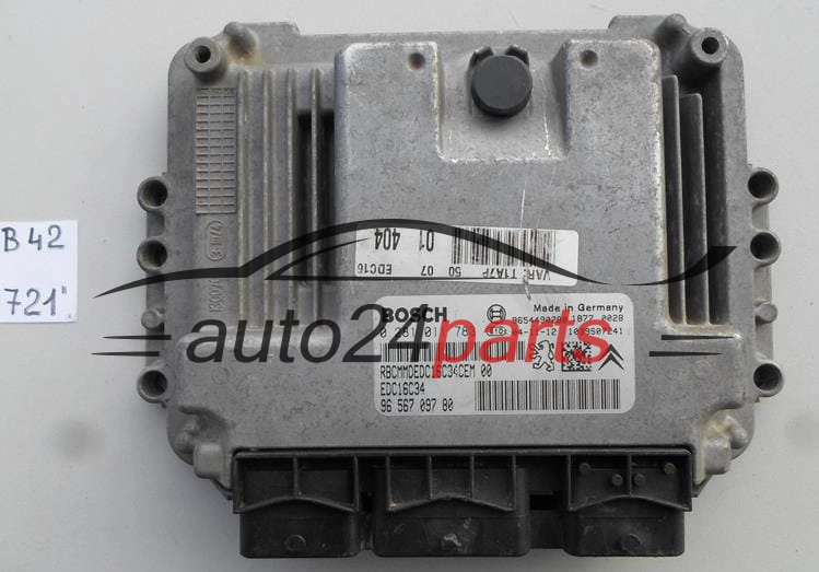 PEUGEOT 206 2.0 HDI BOSCH 0 281 011 783, 0281011783, 96 585 567 80, 9658556780, 9654490280, 1039S07456, EDC16C34