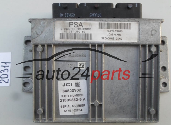 KOMPUTER STEROWNIK SILNIKA CITROEN 1.4 21585352-5 A, 215853525, 96 587 390 80, 9658739080 