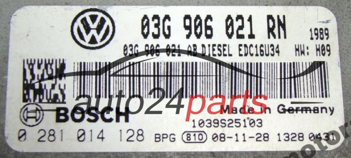CALCULATEUR MOTEUR VOLKSWAGEN TOURAN 1.9 TDI BOSCH 0 281 014 128