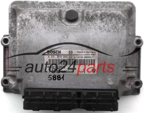 KOMPUTER STEROWNIK SILNIKA FIAT PUNTO 1.9 JTD BOSCH 0 281 010 846, 0281010846, 46815965, 18842RAA- 5881, 10178, 13943