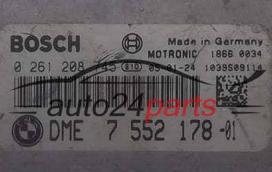 KOMPUTER STEROWNIK SILNIKA BMW SERII 3 E90/E91 320 2.0 BOSCH 0261208745, 0 281 208 745, DME 7552178 - 01, 7 552 178 -01, 1039S09114 - 