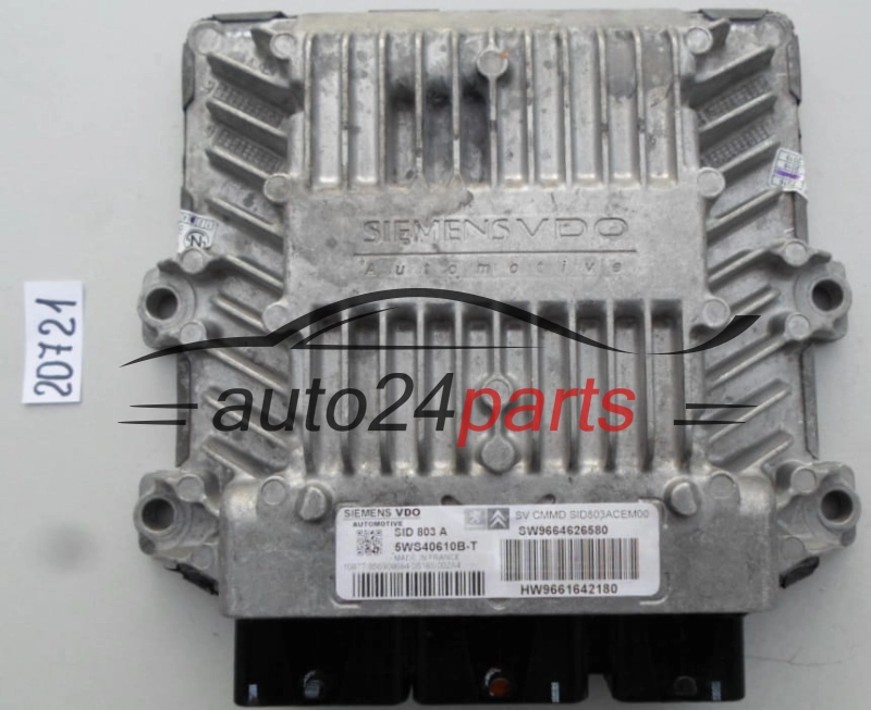 KOMPUTER STEROWNIK SILNIKA CITROEN PEUGEOT 2.0 HDI SIEMENS VDO 5WS40610B-T, 5WS40610BT, SW9664626580, HW9661642180