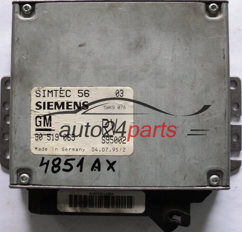 KOMPUTER STEROWNIK SILNIKA OPEL ASTRA 2.0 C18XEL 90519065, 90 519 065 RV SIMTEC 56 5WK9078, 5WK9 078