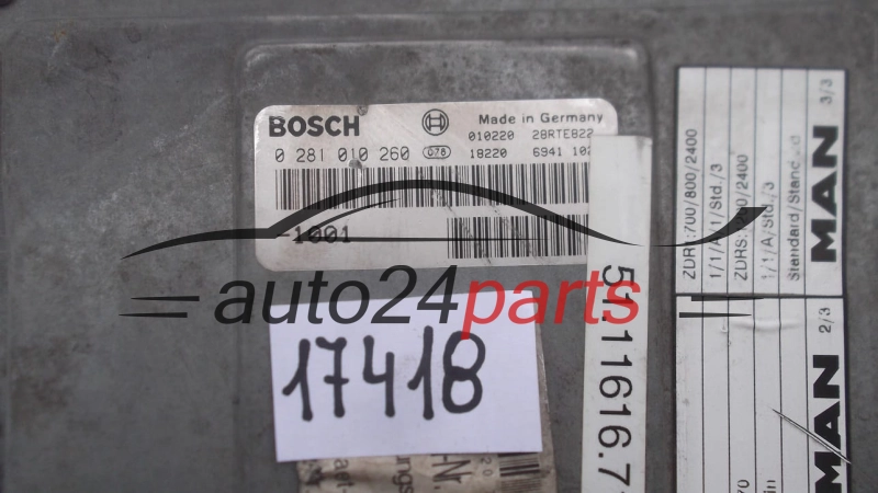 CALCULATEUR MOTEUR MAN L2000 BOSCH 0 281 010 260, 0281010260 