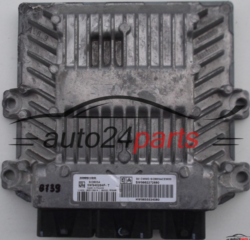 ECU CENTRALITA DE MOTOR PEUGEOT 407 2.0 HDI, SIEMENS 5WS40264F-T, 5WS40264FT, SID803A, SW9662272880, HW9655534080 