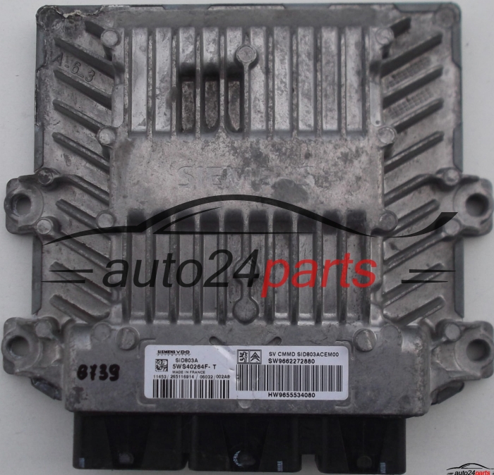 ECU CENTRALITA DE MOTOR PEUGEOT 407 2.0 HDI, SIEMENS 5WS40264F-T, 5WS40264FT, SID803A, SW9662272880, HW9655534080 